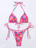 Luna Floral Triangle Cup Lace-Up Bikini