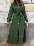 Luna Lapel Green Dress