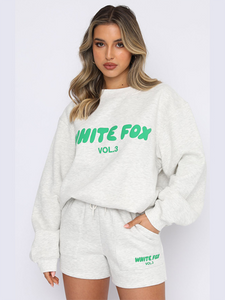 Luna White Fox Shorts Sweater Set