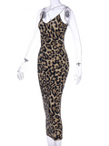 Luna Suspender Sleeveless V-neck Animal Print Dress