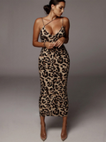 Luna Suspender Sleeveless V-neck Animal Print Dress