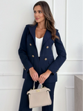 Luna Double-Breasted Solid Colour Blazer