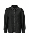 Luna Single Breasted Solid Colour Embroidered Long Sleeve Shirt