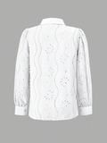 Luna Single Breasted Solid Colour Embroidered Long Sleeve Shirt