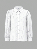 Luna Single Breasted Solid Colour Embroidered Long Sleeve Shirt