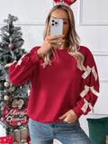 Luna Round Neck Bow Red Sweater