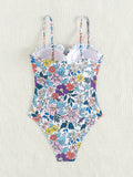 Luna One-piece Swimsuit with Bowknot Floral Print