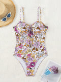 Luna One-piece Swimsuit with Bowknot Floral Print