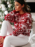 Luns Women's Christmas Elk Long Sleeve Knit Sweater