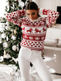 Luns Women's Christmas Elk Long Sleeve Knit Sweater