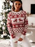 Luns Women's Christmas Elk Long Sleeve Knit Sweater