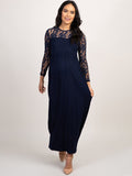 New European and American fashion solid color maternity lace hollow long sleeve dress long dress