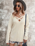 Luna V Neck Cross Sweater
