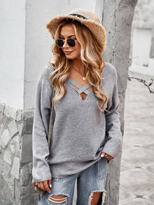 Luna V Neck Cross Sweater