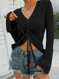 Luna Black Hollow Knit Sweater