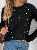 Luna Black Faux Pearl Sweater