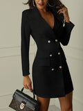Luna Black and white Double Breasted Coat Dress