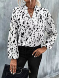 Luna Stand Collar V-neck Blouse
