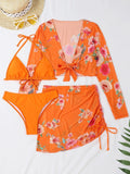 Luna Floral Drawstring Bikini with Cover Up