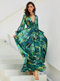 Luna Leaf Print Maxi Dress