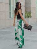 Luna Green Leaf Maxi Skirt