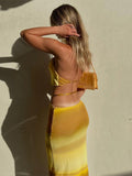 Luna Gradient Yellow Halter Neck Top Skirt Set