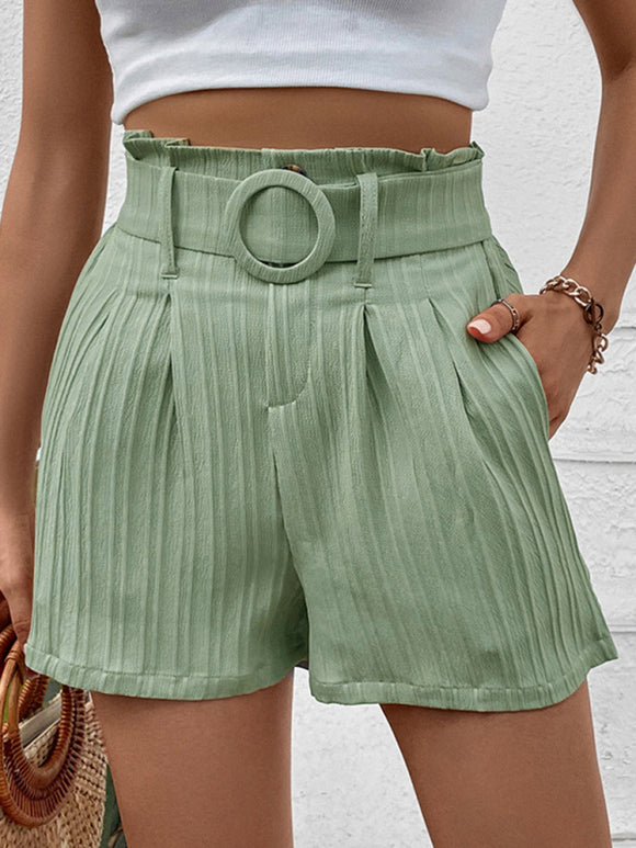 Luna Green Pleated Shorts