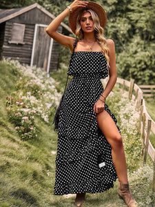 Luna Maxi Off the Shoulder Polka Dot Dress