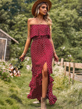 Luna Maxi Off the Shoulder Polka Dot Dress