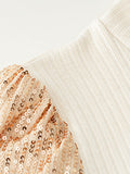 Luna Sequin Stitching Knit Top