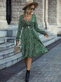 Luna Floral Green Long Sleeve Dress